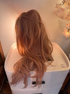 Long Wavy Women’s Hair Wig in Light Pink